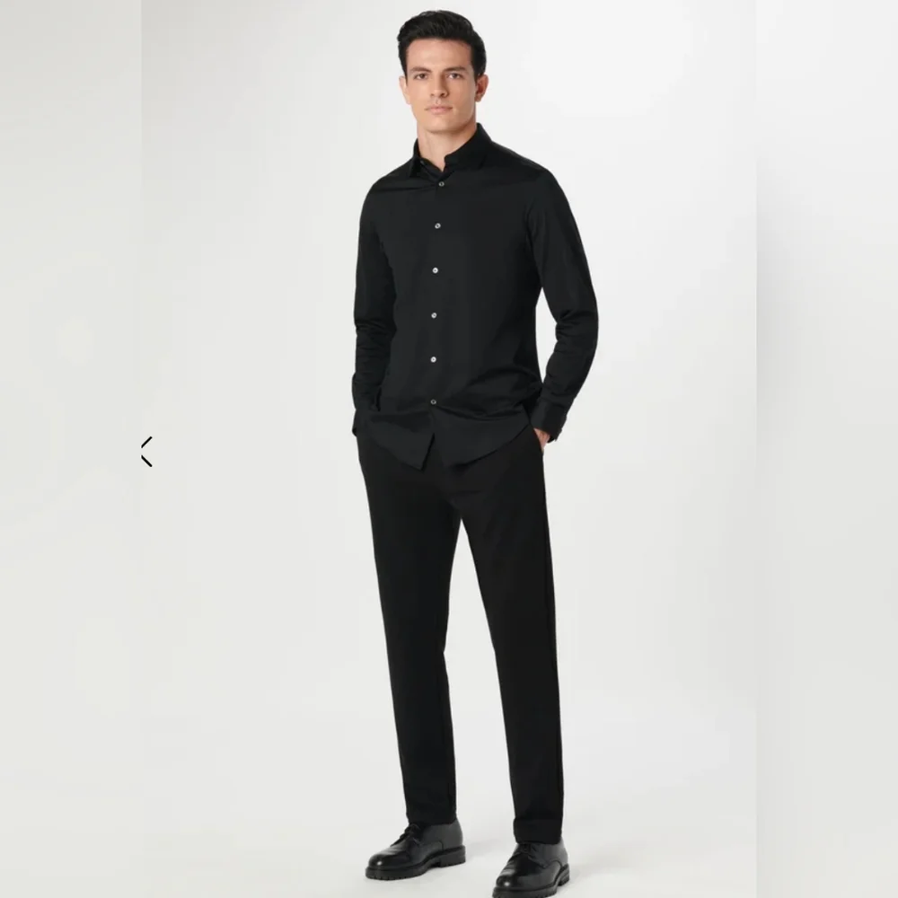 Men's Solid Black Bugatachi XXL Button-down Shirt - Picture 4 of 10